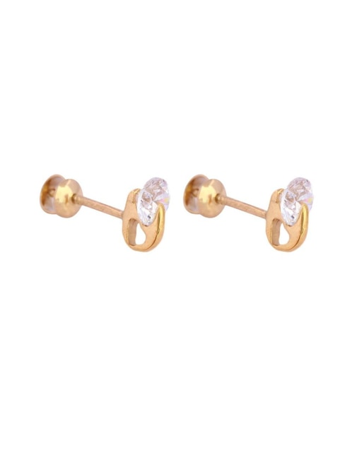 Imagen de producto Broqueles Mon Caramel de oro 14 K con acabado brillante zirconia
