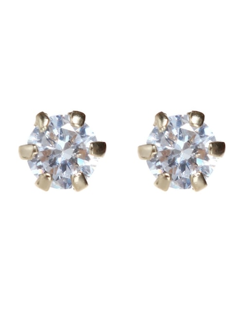 Broqueles Mon Caramel de oro 14 K con acabado brillante zirconia