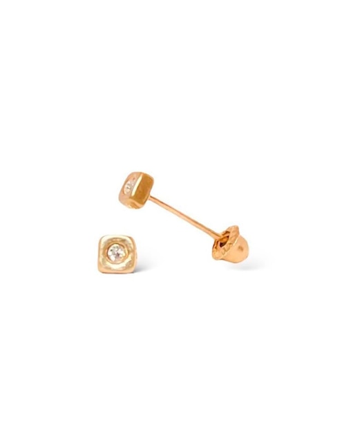 Broqueles cuadrados Mancini de oro amarillo con acabado brillante zirconia