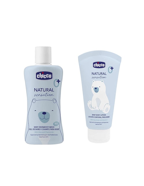 Set para cuerpo recomendado para limpiar de día Chicco Cuidado diario Natural Sensation para todo tipo de piel