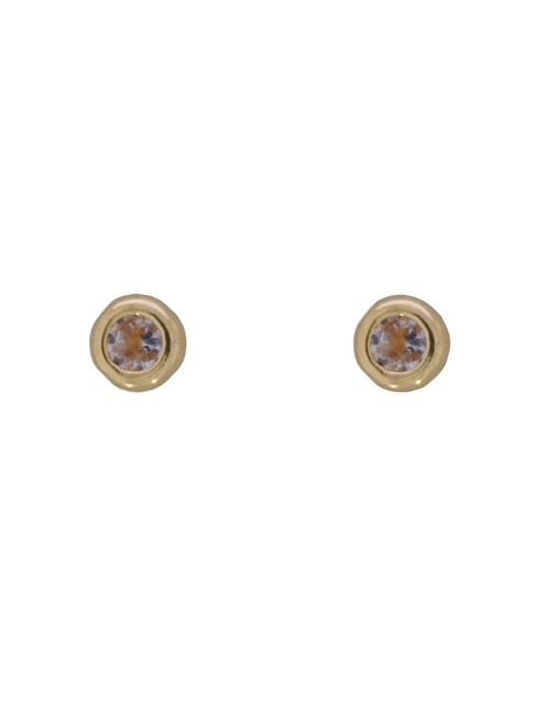 Broqueles circulares de oro 14 K con acabado brillante zirconia