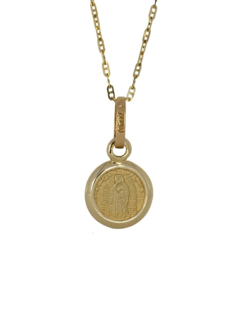 Cadena y medalla circular Stellina de oro 14 k