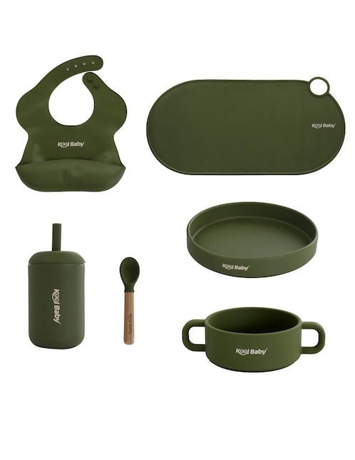 Set alimentación kool baby sin familia o colección sin licencia silicón 6 "piezas"