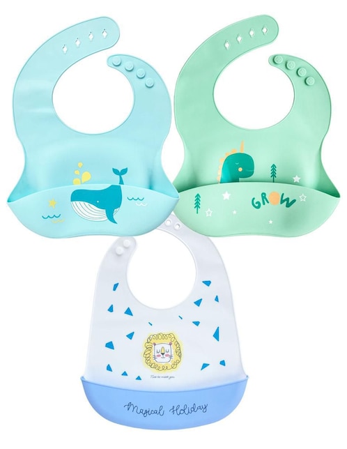 Set de baberos Dara Baby estampado animal print de silicón