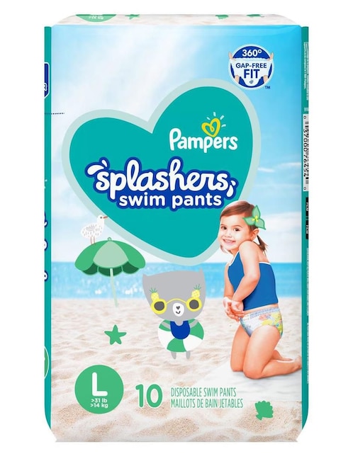 Pañal para natación Pampers Splashers etapa de 3 años en adelante unisex con 10 piezas