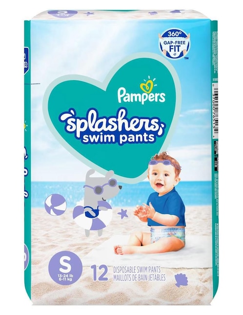 Pañal para natación Pampers Splashers etapa 2 bebé unisex con 12 piezas