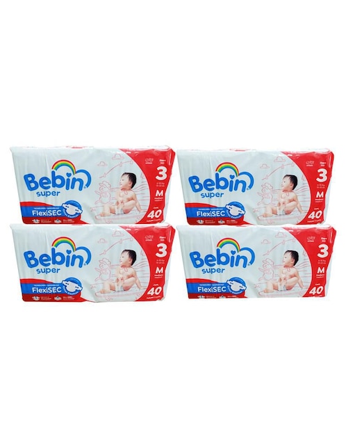 Pañales bebé Bebin etapa 3 unisex con 160 piezas