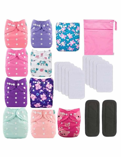 MAMA TIERRA SHOP Pañal ecológico de tela Mama Tierra Shop etapa 6 niña con 23 piezas