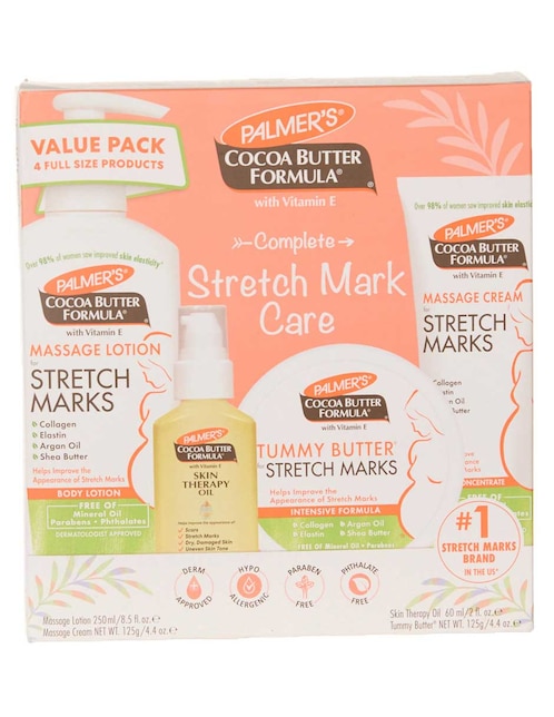 Set de crema para cuerpo recomendada para reparar de día y noche crema anti estrías Palmer´s stretch mark care todo tipo de piel