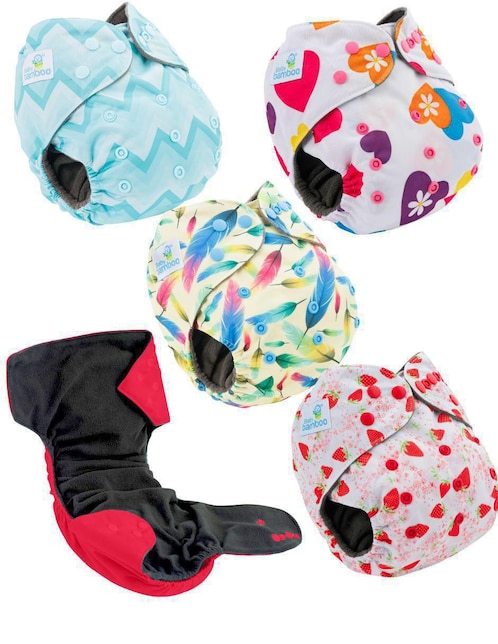 Pañal ecológico de tela Babybamboo etapa 1 y 2 unisex con 5 piezas