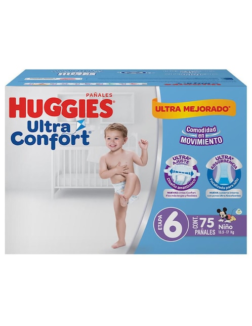 Pañales bebé Huggies etapa 6 niño con 75 piezas