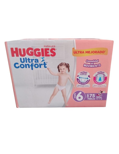 Pañales para bebé Huggies etapa 6 niña con 75 piezas