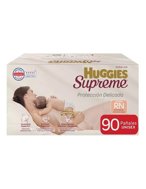 Pañales para bebé Huggies etapa recién nacido unisex con 90 piezas