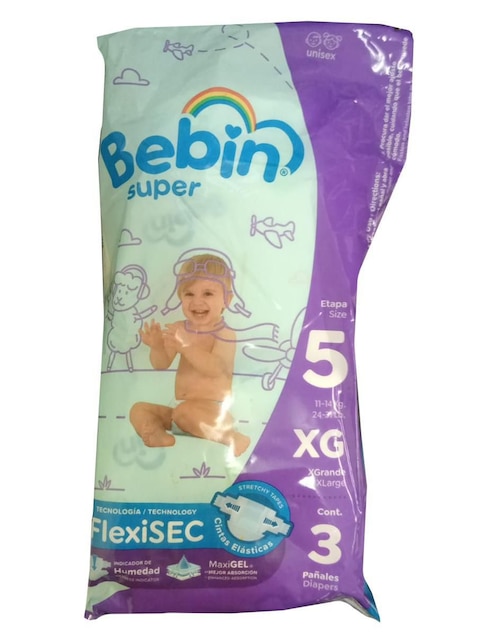Pañales Bebin etapa 5 bebé unisex con 3 piezas