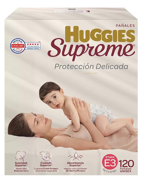 HUGGIES Pañales Huggies etapa 3 bebé unisex con 120 piezas