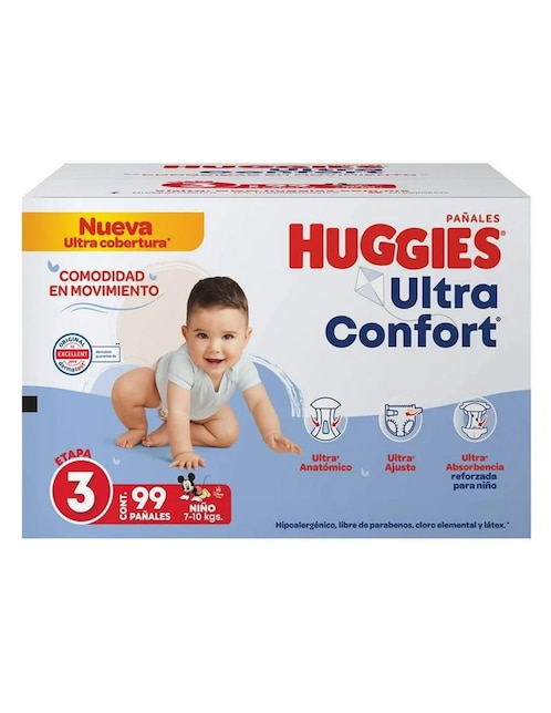 Pañales para bebé Huggies Supreme etapa 3 bebé niño con 99 piezas
