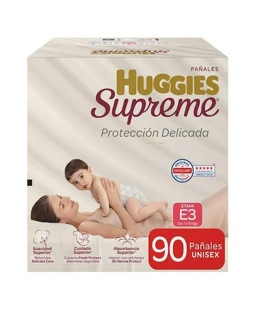 HUGGIES SUPREME Pañales para bebé Huggies Supreme etapa 3 bebé unisex con 90 piezas