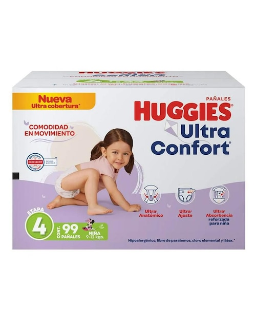Pañales para bebé Huggies Supreme etapa 4 bebé niña con 99 piezas