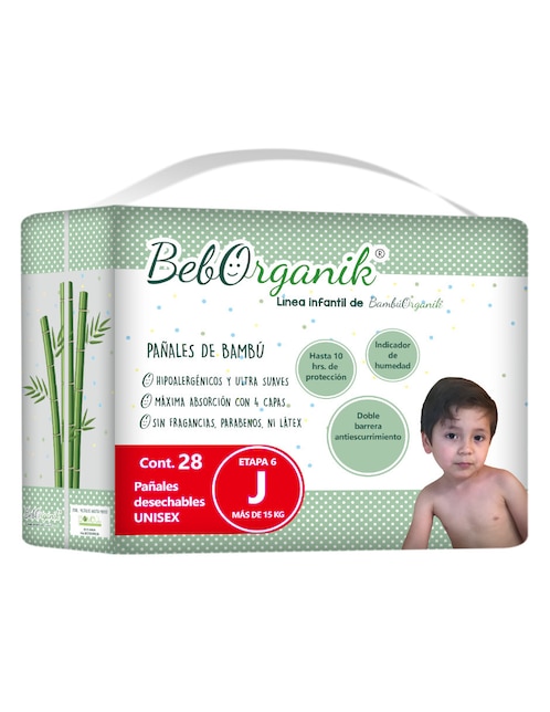 BAMBUORGANIK Pañales para bebé Bambuorganik etapa 6 unisex con 28 piezas