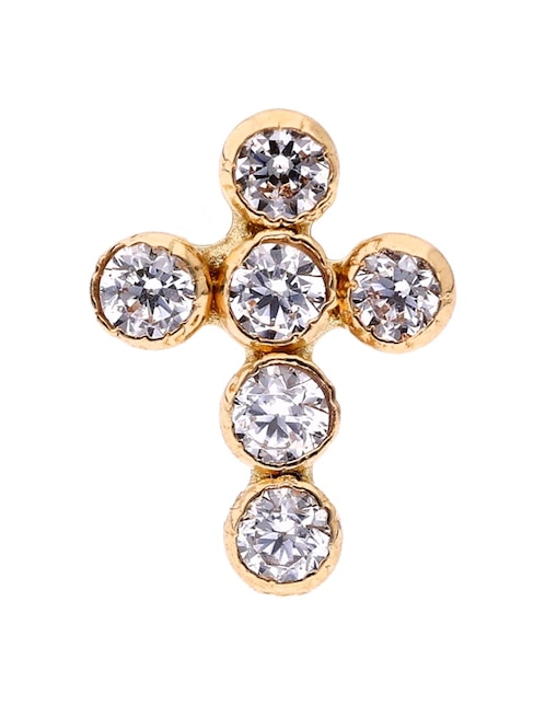 Broqueles de cruz de oro 14 K con acabado pavé zirconia 1