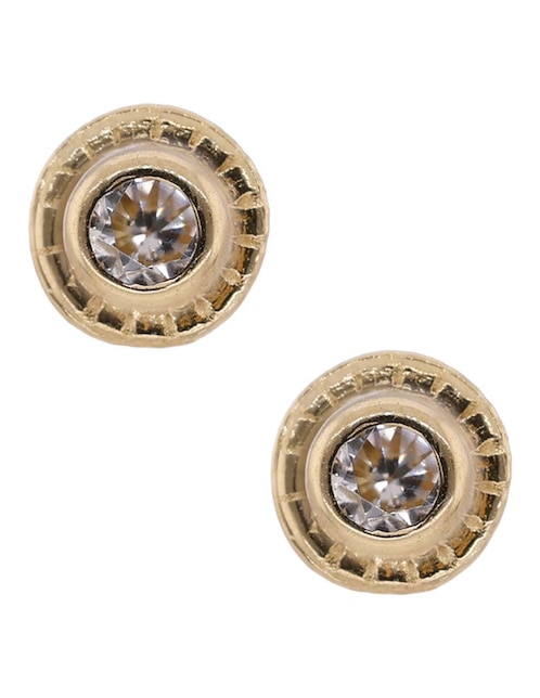 Broqueles redondos Mon Caramel de oro amarillo 18 k con acabado pavé zirconia