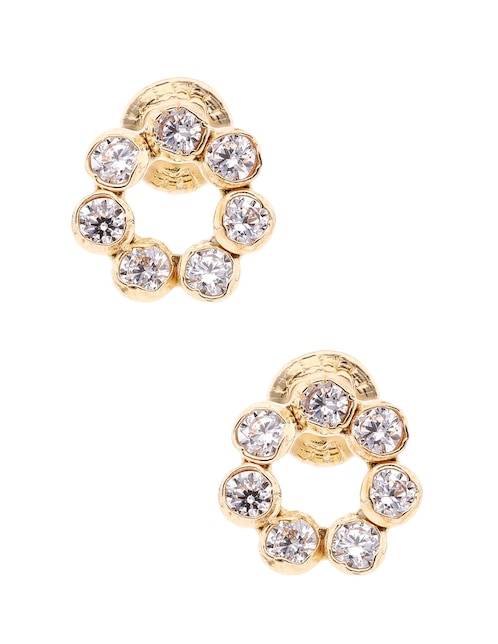 Broqueles de flor Mon Caramel de oro amarillo 14 K con acabado pavé zirconia