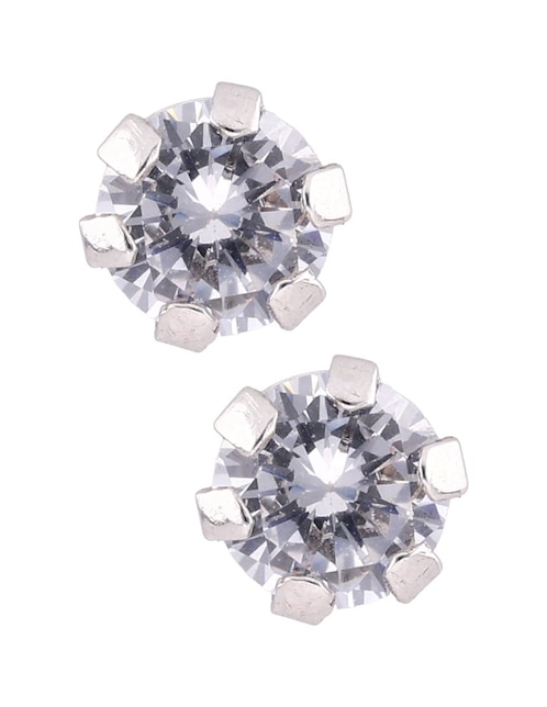 Broqueles Mon Caramel de oro blanco 14 K con acabado pavé zirconia