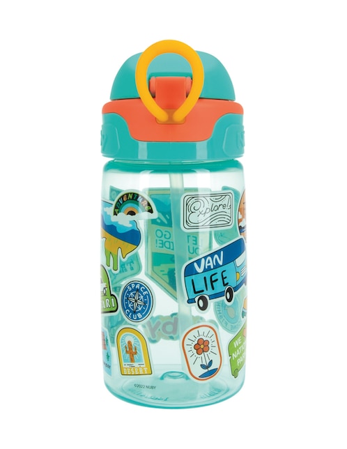 Botella de agua Nuby con tapa a prueba de derrame 420 ml