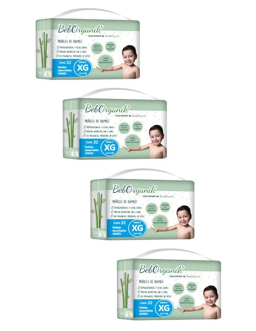 Pañales bebé Bambuorganik desechables etapa 5 unisex con 128 piezas