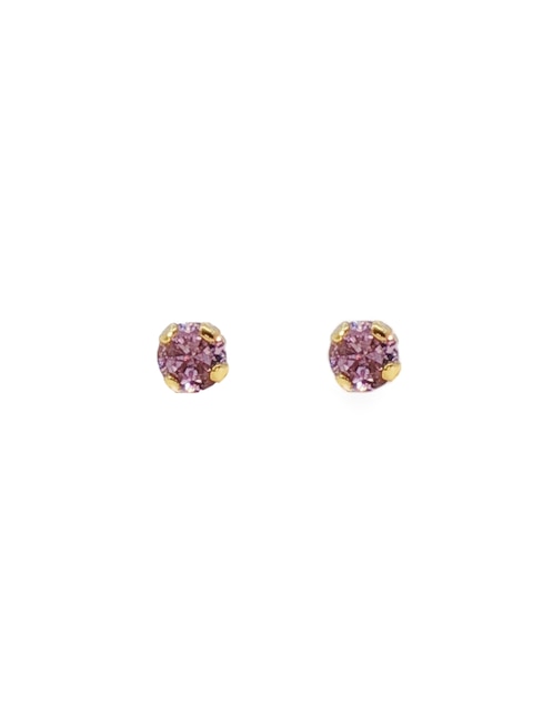 Broqueles redondos de oro 14 k con acabado pulido zirconia 3