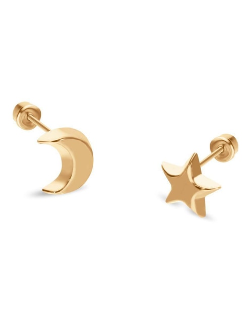 Broqueles de oro amarillo 14 k con acabado liso