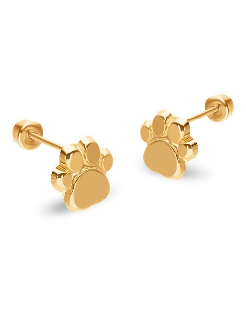 Broqueles de huella Stellina de oro 14 K con acabado liso