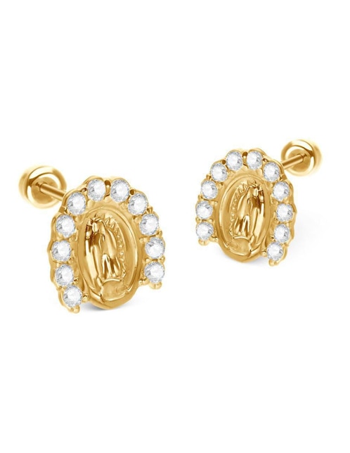 Broqueles de oro 14 k con acabado brillante zirconia