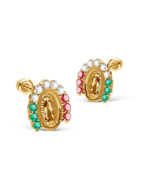 Broqueles de herradura de oro 14 K con acabado brillante zirconia