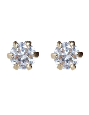 Broqueles Mon Caramel de oro 14 K con acabado brillante zirconia