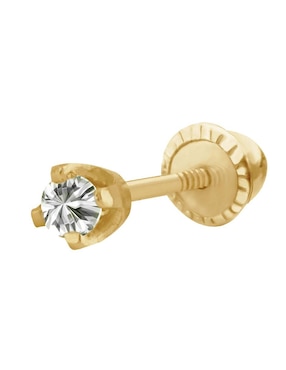 Broqueles Romanza Baby de oro amarillo 14 K con acabado brillante diamante