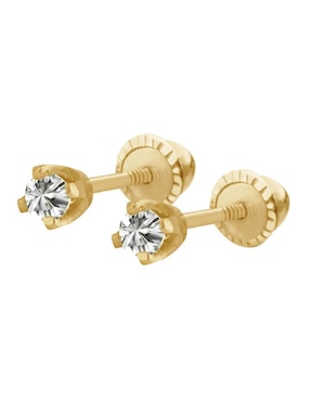 Broqueles Romanza Baby de oro amarillo 14 K con acabado brillante diamante