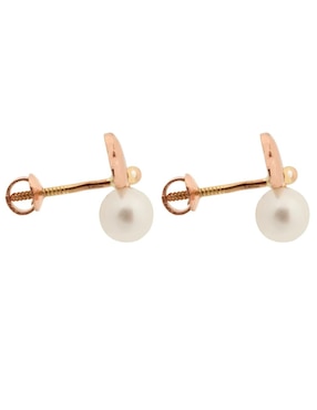 Broqueles Mon Caramel de oro 14 K con acabado brillante perla