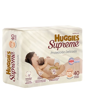 Pañales Huggies Supreme Pure & Natural etapa Recién nacido bebé unisex con 40 piezas