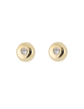 Broqueles circulares Romanza Baby de oro con acabado brillante diamante