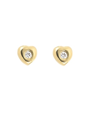Broqueles de corazón Romanza Baby de oro con acabado brillante diamante