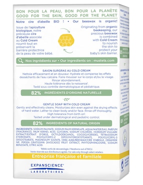 Mustela jabón nutriprotector con cold cream y cera de abeja 100g