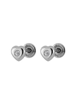 Broqueles de corazón Romanza Baby con acabado brillante diamante