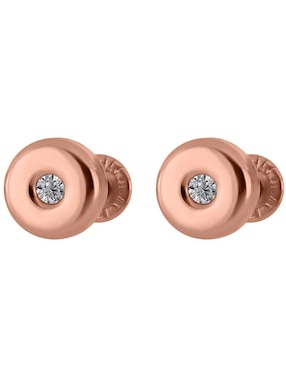 Broqueles Romanza Baby de oro rosa 14 K con acabado brillante diamante