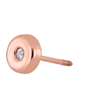 Broqueles Romanza Baby de oro rosa 14 K con acabado brillante diamante