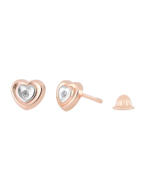 Broquel De Corazón Romanza Baby De Oro Rosa 14 K Diamante