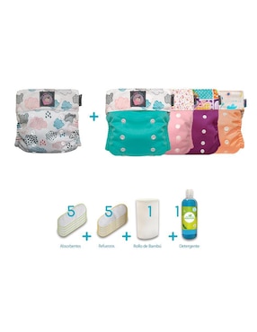 Set de pañal ecológico My Little Baby unitalla 17 piezas