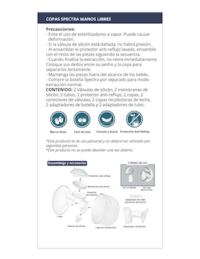 Copas Manos Libres para Extractores de Leche Eléctricos Spectra HandsFree Cups