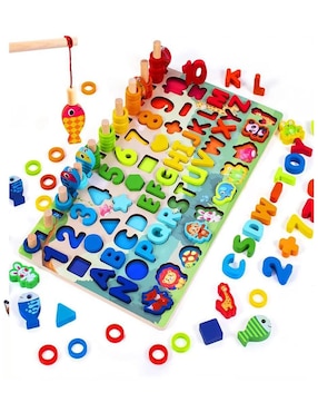 Tablero Juego Educativo Montessori Pesca Letra Número Animal Genérica juego didáctico infantil unisex