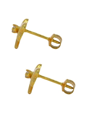 Broqueles de moño Stellina de oro amarillo 14 K con acabado brillante zirconia